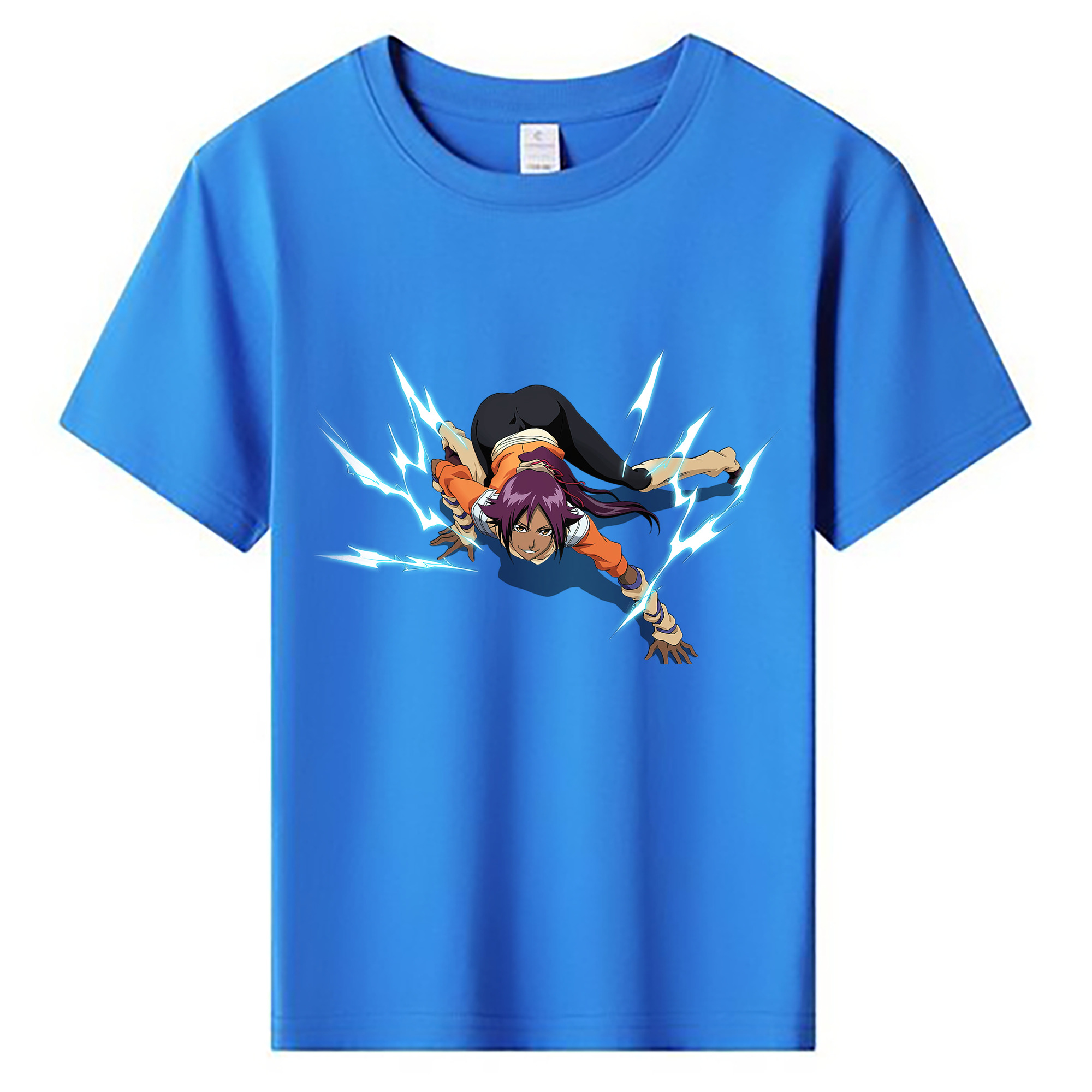 （画像用） ブリーチ 四楓院 夜一（しほういん よるいち） BLEACH Shihouin Yoruichi 綿100％キッズTシャツ（フロントプリント）